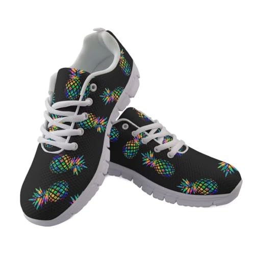 Women Casual Shoes Pineapple Non Slip Comfortable White Sole Lace Up Lightweight Sneaker