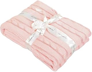 NTBAY 100% Pure Cotton Cable Knit Toddler Blanket, Super Soft and Warm Breathable Baby Blanket for Cot Bed, Stroller, Nursery, Travel, Newborn, Baby Pink, 76x102 cm
