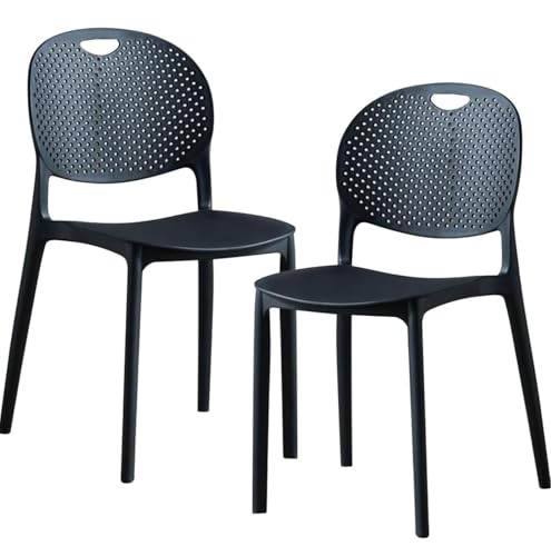 Image of Polypropylene Dream Furnishing - Set of 4 Stackable Dinning Chairs for Home Cafe Office Hotel for Indoor and Outdoor Patio (Black)