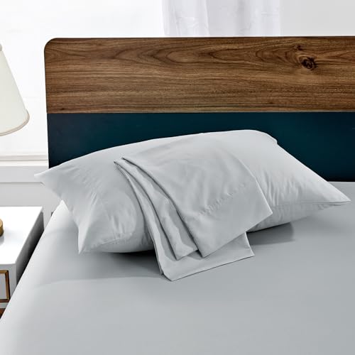 FreshCulture Light Grey Pillowcases Queen Size 2 Pack - Pillowcase Set - Envelope Closure - Soft Brushed Microfiber Fabric - 20x30 Inches Pillow Case Set of 2 for Home, Hotels, Schools