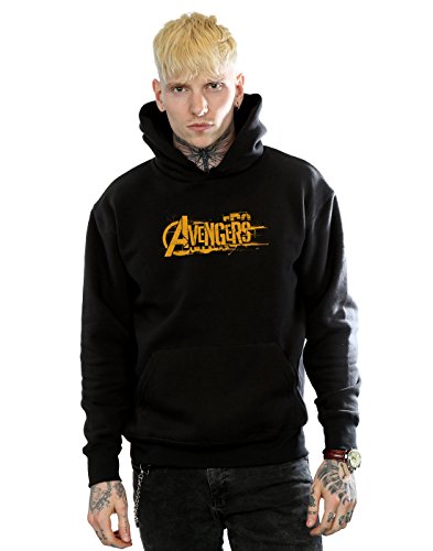 Marvel Men's Avengers Infinity War Orange Logo Hoodie Black Small