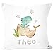 SpecialMe® Kissen-Bezug mit Namen Wunschname Dino Dinosaurier T-Rex Tiermotiv Namenskissen Kinder Baby T-Rex weiß Unisize