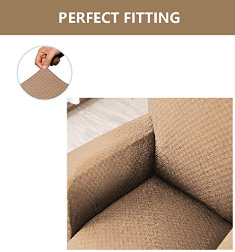 Linentopia Furniture Recliner Slip-Cover, 1-Pc Protector Cover For Chair Recliner, Solid Color, Form-Fit Stretch, Polyester Spandex Fabric, Diamond-Shape Nonslip, (Deziray, Reclnr, Gold) #TOP5