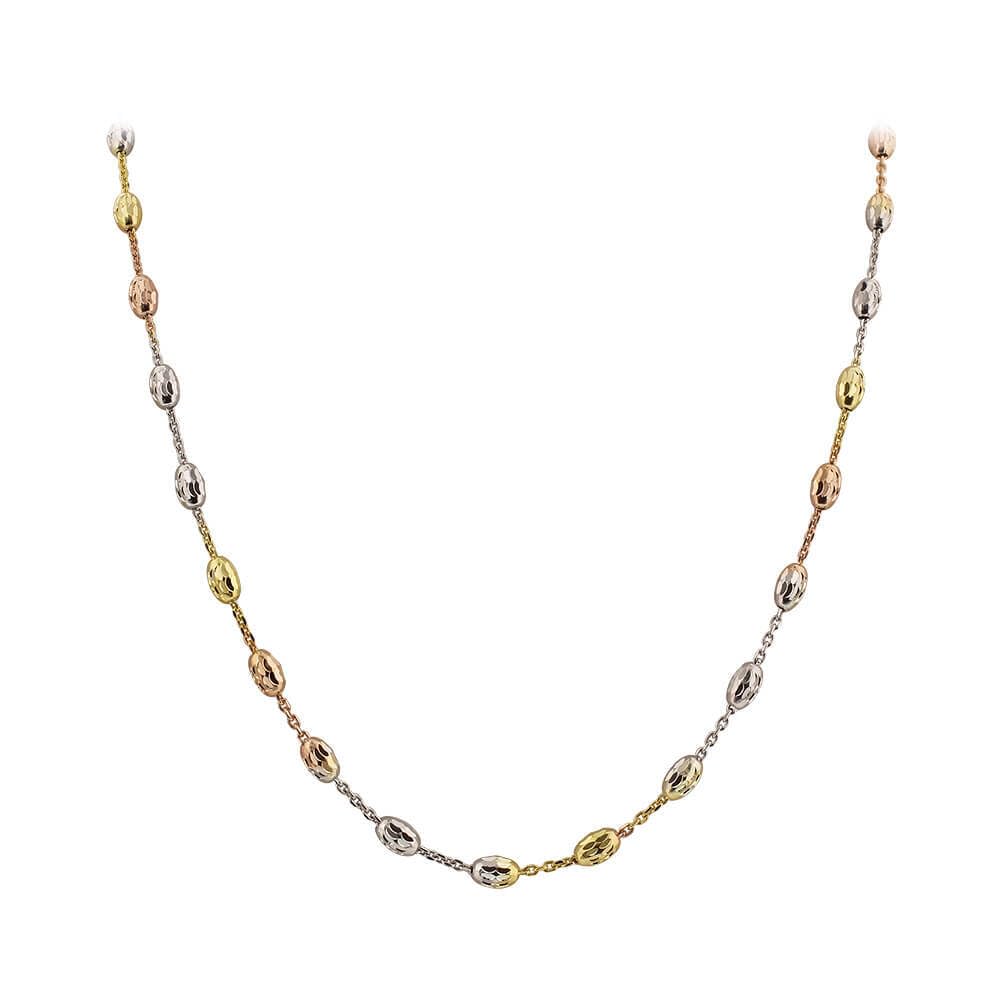 Tri-Color Italian Solid 925 Sterling Silver 3mm Link Chain Necklace