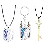 Ealipoi Aot Cosplay Shingeki No Kyojin Necklace Wings of Freedom Anime Eren Keychain Accessories 3pcs