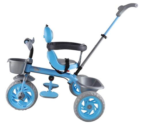 Image of Toyzoy Cotton Candy Grand Kids|Baby Trike|Tricycle with Cushioned Seat & Storage Basket for Kids|Boys|Girls Age Group 2+ Years (Blue)