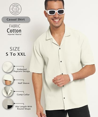 Image of Men's Solid Polycotton Shirt | Short Sleeve Casual & Formal Shirt for Men | Summer Half Sleeve Shirt