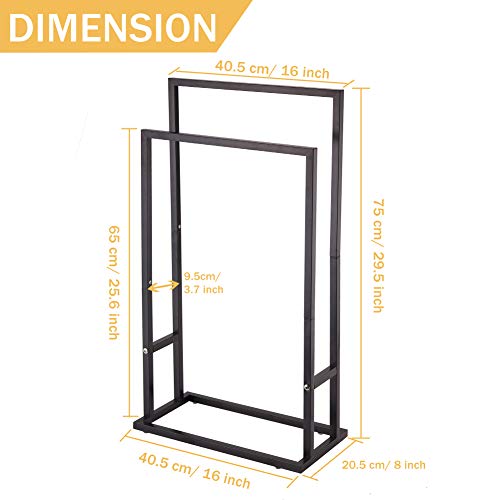 Free Standing Towel Rack, 2 Tier Stainless Steel Black Towel Racks For Bathroom, Hand Towel Drying Rack Stand Holder For Outdoor, Blanket Rack, Alhakin #TOP3