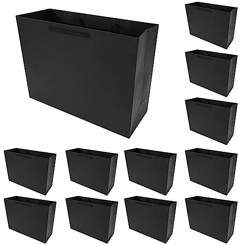 Sacs en papier noir avec poignées pour cadeaux et shopping 35x13x26 cm