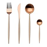 4-Piece Stainless Steel Flatware Set 1 Including Fork Spoons Knife Tableware (Rose Golden)