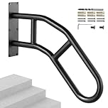 VEVOR Handrails for Outdoor Steps, 32" Length Wall Mount Safety Railings for 1-3 Steps, U-Shaped Handrail with Matte Black Finished, Stair Handrails for Kids, Elderly, Pregnant Women, Disabled