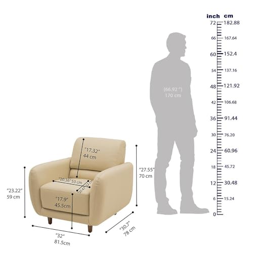 Image of Wakefit Sofa Set | 5 Year Warranty | Sofa 1 Seater, 1 Seater Sofa for Living Room, Wooden Sofa Set, Single Seater - Solomon(Robin : Beige)