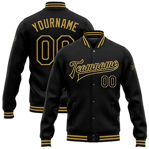 Custom Letterman Jacket, Black Letterman Jacket Men, Custom Varsity Jacket, Custom Black Gold-White Bomber