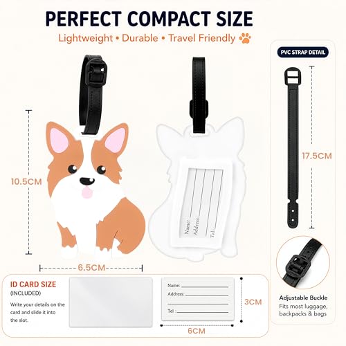Image of Storite Silicone Luggage Tags | Cute Character Tag with Black Strap (Puppy Tag)