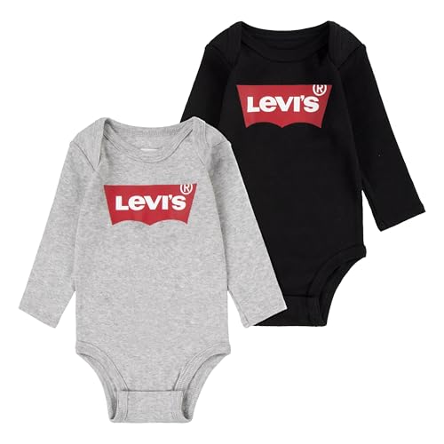 Levi's Kids Lhn Ls 2Pk Batwing Bodysuit Set Mixte, Gris, 6-12 Mois