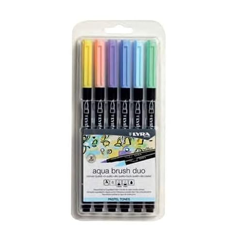 LYRA Aqua Brush Duo, Rotuladores doble punta, paquete 6 unidades, tonos pastel