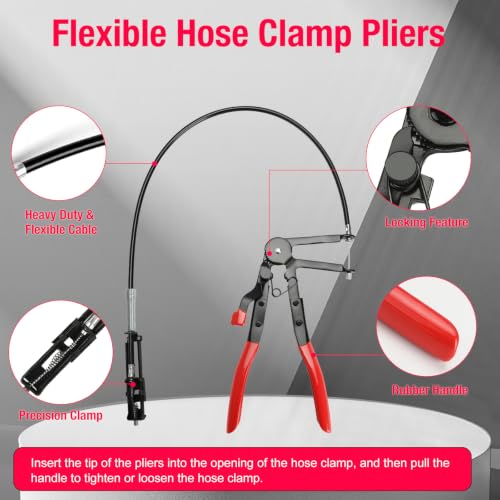 Image of BETOOLL Hose Clamp Pliers 16PCS, Hose Clamp Removal Tool Kit with Long Reach & Flexible Wire Tools for Radiator, Heater, Coolant & Water Hoses