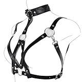 Women's Body Chest Harness Belt, Adjustable Leather Halter Gothic Punk Collar Choker Neck Waist Chest Harness Bondage Strap, BDSM Cosplay Costume Rave Nightclub Party Masquerade Clubwear