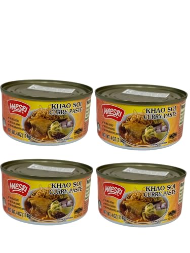 K KAIZEN8 Khao Soi Thai Curry Paste, 4 Oz Cans, Traditional Cooking Sauce, No MSG Added, 4 Pack