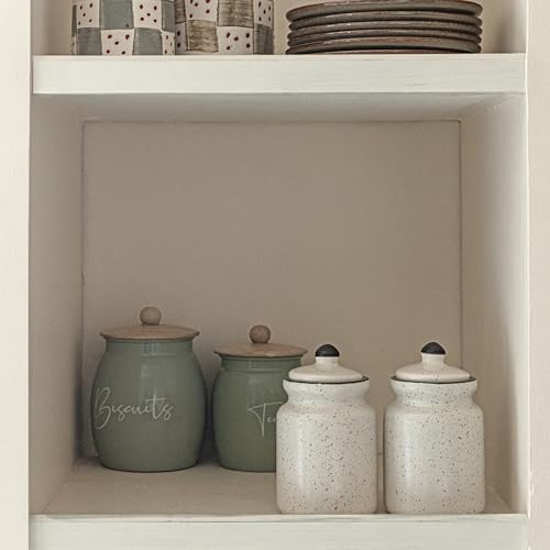 Image of Claymistry Multi Utility Ceramic Jar for Kitchen Storage with Lid, 500ML | 9cm * 9cm * 16cm | Matte, Ivory | Dry Fruits, Masala, Coffee, Tea, Snacks, Pickle Barni with lid | Dishwasher Safe, Set of 2
