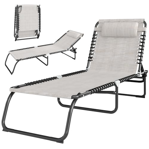 Outsunny Folding Chaise Lounge Chair, Patio Sun Tanning...