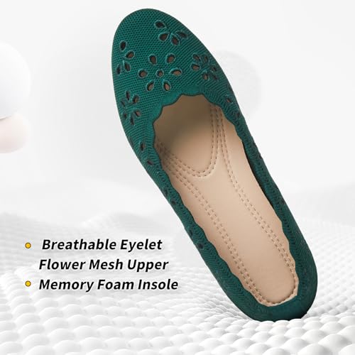 BABUDOG Mesh Ballet Flats Shoes for Women,Womens Flats Dressy Comfortable,Women's Dress Shoes with Flower Eyelets,Slip on Casual Walking Flats2