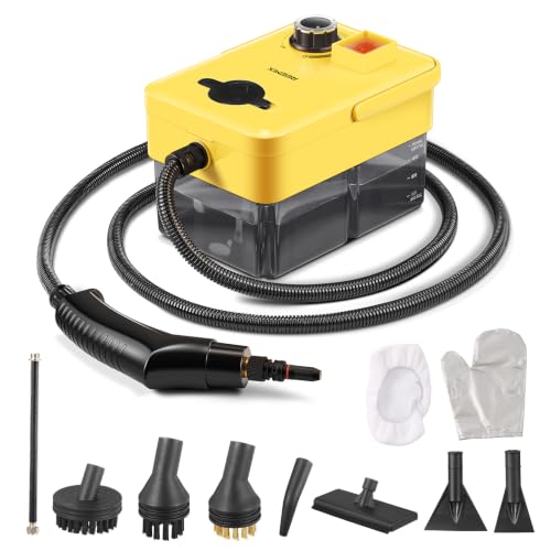 Handheld Steam Cleaner, 2500W High Pressure Power Steamer with Multiple Attachments, Portable Steam Cleaner for Kitchen, Bathroom, Upholstery & Curtains, Chemical-Free (Yellow, Black)