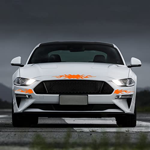 Ramuel Universal Car Hood Bumper Decals Flame Pattern Reflective Sticker Vinyl Racing Sports Flame Stripe Decal For Cars Off-Road Suv Vehicles Motorcycles Skateboard Laptop (4Pcs Orange) #TOP3