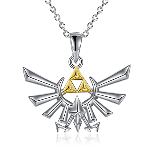 YFN Game Necklace Sterling Silver Triforce Pendant Jewelry Gifts for Men Women