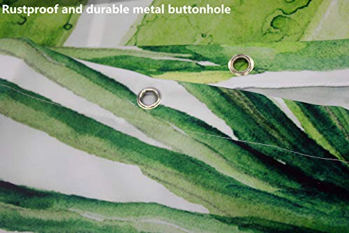 Goodbath Extra Long Leaf Shower Curtain, Tropical Palm Banana Leaves Waterproof Fabric Bathroom Bath Curtains, 72 X 84 Inch, Green White #TOP3