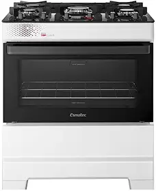 Fogão Esmaltec 5 Bocas Ideal Top Glass Mesa de Vidro Forno 84 Litros Branco T5VAB Bivolt