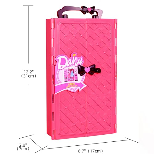 UCanaan Armoire pour Poupées Garde Robe Ensemble pour Les Vêtements Poupée (également pour 11,5" Poupées Filles),44 Accessoires Poupée Inclus Poupée Mode, Robes, Chaussures, Sacs, Cintres Et Support – Image 8