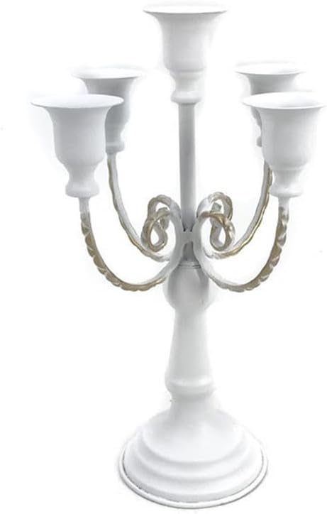 White Vintage Metal European Candle Holder Ornament Decorative