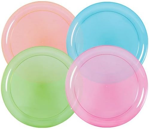 Vibrantes platos de fiesta de mezcla de neón, 9 pulgadas (paquete de 8), plástico duradero con diseño llamativo, perfectos para cualquier celebración