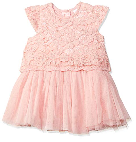 Image of miniklub Girls Pink Self Design Fit And Flare Dress