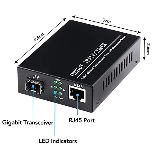 Image of 2 Pack 1.25G /s Bidi Gigabit Single-Mode Fiber to Ethernet Media Converter with 2PCS Bidi SFP LC Dual Transceiver Module Included, 10 /100 /1000Base-Tx to 1000Base-LX SMF RJ45 to SFP Slot up to 550M