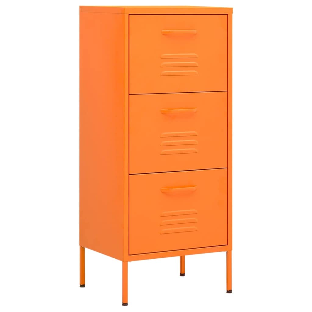 Armadio portaoggetti arancione in acciaio, 42,5 x 35 x 101,5 cm, cassettiera con cassetti, armadio in metallo per home office e soggiorno, armadietto con guide con cuscinetti a sfera