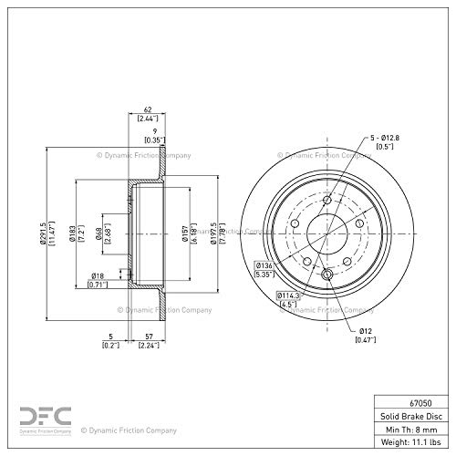 Image of Dynamic Friction Company Rear Brake Rotor Fits 2002-2025 Nissan Altima