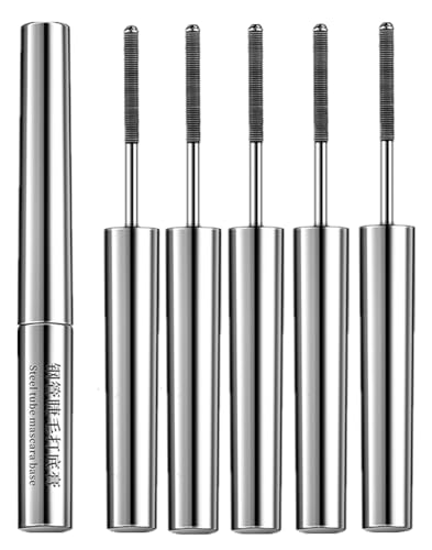 Extended Lash Mascara, Iron Wand Mascara Uk,Brushless Metal Wand Mascara Black Washable Metal Mascaras,Waterproof Long-Lasting 3D Curling Eyelash Iron Mascaras with No Flaking Clumping Smudging (5PCS)