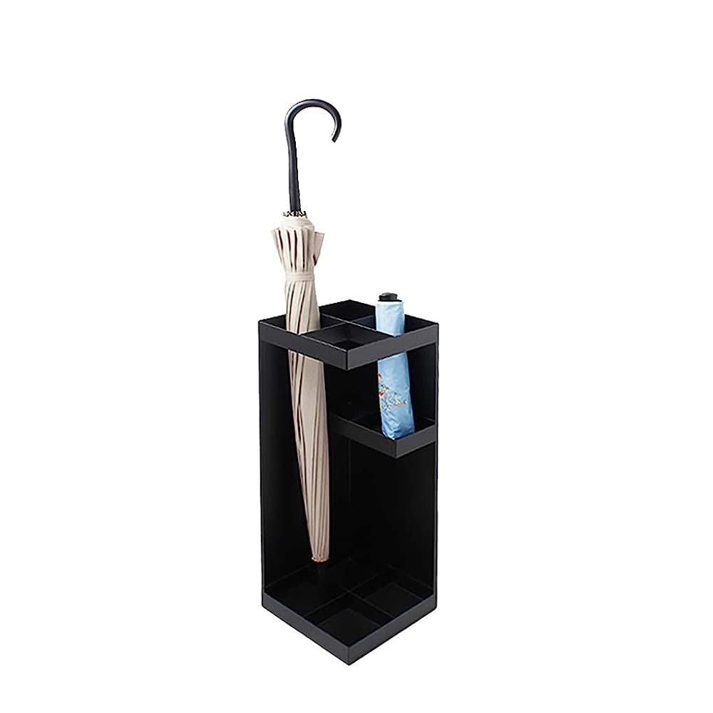 Porte-parapluies support de parapluie carré en métal avec bac amovible pour canne