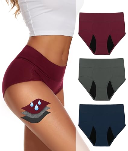 KEECOW Period Underwear For Women, Leak-Proof 2.0, Comfort, Heavy Flow, Brief, 3 Pack (Medium...