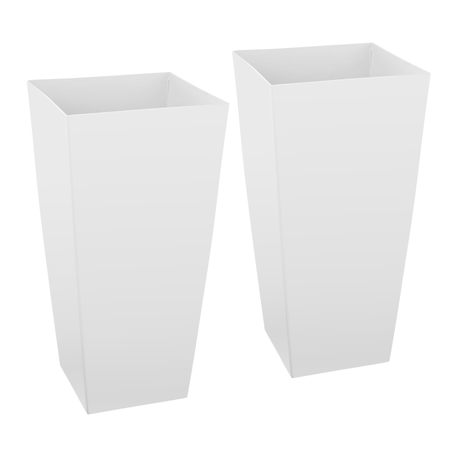 VEVOR Set di 2 Vasi da Fiori Alti 665 mm, Fioriere Decorative per Piante Grandi, Vasi da Terra in Stile Moderno di Plastica PP per Portico con Rotelle e Fori di Drenaggio, per Patio Giardino Bianco