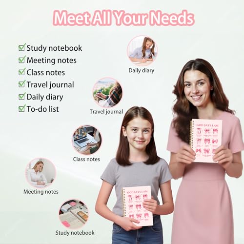 Image of Ialtsidws Coquette Pink Bow Christian Notebook, God Says You Are Spiral Prayer Journal for Women & Girls, Inspirational Bible Journaling Notebook, Hardcover Lined Gift, 6.2 x 8.2 (Pink)