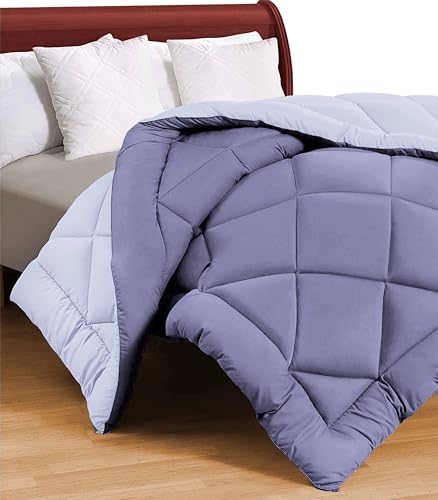 Image of HOMEKART Microfibre All Season /AC /Summer Solid Reversible Double Bed Comforter Blanket | Quilt | Dohar | Rajaai | Duvets - (220 GSM, Grayish Blue)