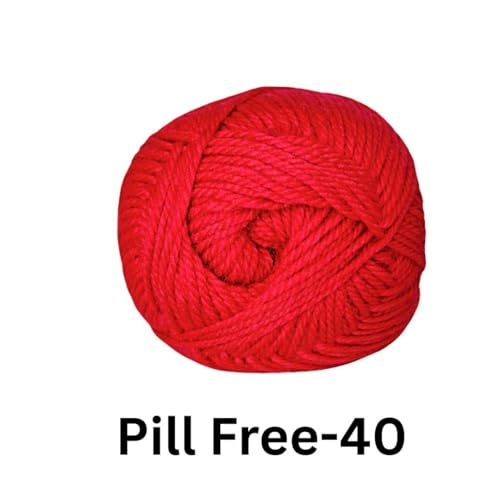 Image of VCR Red Yarn, Pill-Free Soft Knitting Yarn, 100 Grams Hank, 263 Meters Length, Low-Pill Acrylic Yarn, Soft Crosia Threads, Pack of 1, Suitable for Beanies, Caps and Gloves