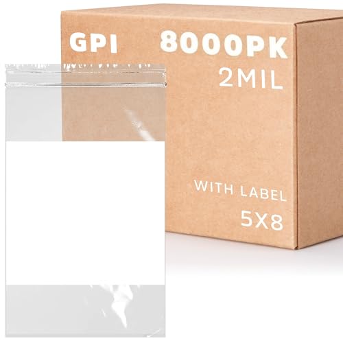 5" x 8" Zip Bags, 200 Pack, 2 Mil, Write with White Block, Packaging, GPI