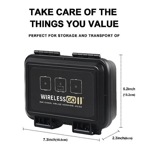 Liyirui Microphone Case, Wireless Lavalier Microphone Storage Case with Foam,Portable Case for Wireless GO II Dual Channel Compact Digital Wireless Microphone,Waterproof Safety Box,Compact