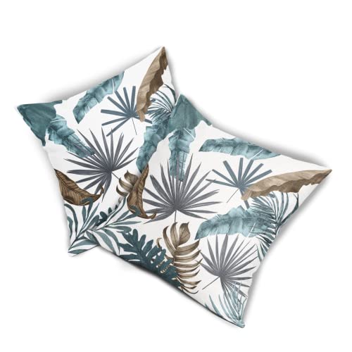 Leaf Decorative Pillow Covers 18X18 Inch Set Of 2 Tropical Palm Leaf Throw Pillow Covers Modern Outdoor Accent Pillows Linen Pillowcase Square Cushion Cover For Couch Bed Sofa Chair Car Home Decor #TOP2