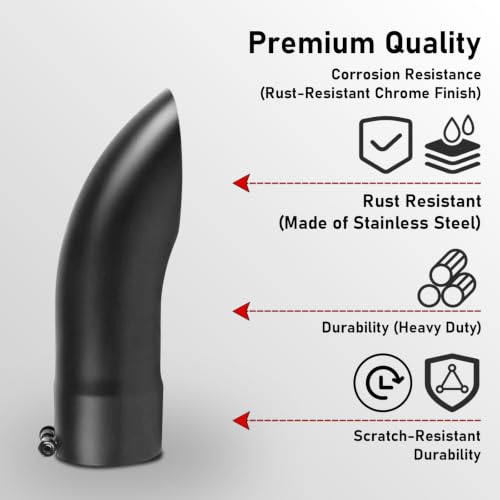Image of MuHize 3.5 Inch Inlet Turn Down Exhaust Tip Black, 3.5 inch Outlet 12 inch Length