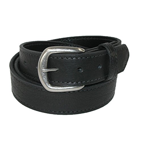 Boston Leather Men's Big & Tall Bison Leather Belt with Removable Buckle, 58, Black